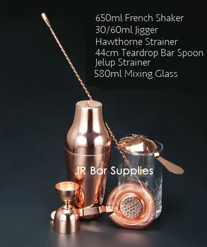 Transport gratuit Stil francez Cocktail Shaker Barman Instrumente Bara de Seturi de 6 bucati, inclusiv pahar de amestecare