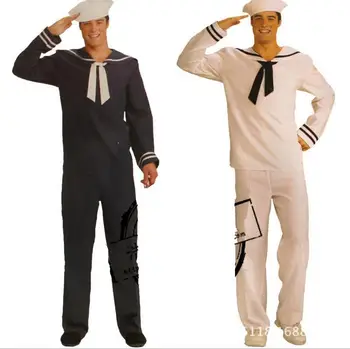 TRANSPORT GRATUIT zy368 barbati sailor costum de Marinar + Hat Mens Militare Rochie Fancy Uniforme militare, Adulți Costum Costum