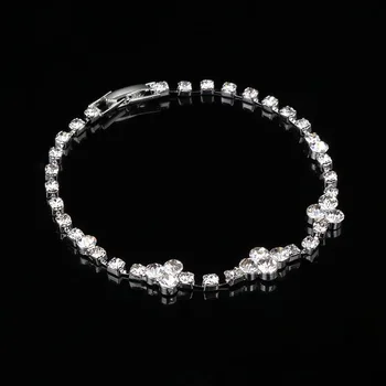 TREAZY Simplu Cristal de Mireasa Seturi de Bijuterii de Argint de Culoare Tassel Picătură Cercei Colier Bratara Set pentru Femei Seturi de Bijuterii de Nunta