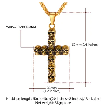Trendy Craniu Cruce Crucifix Colier si Pandantiv din Otel Inoxidabil/Aur de Culoare Lanț Pentru Barbati Cadou Cruce Creștină Bijuterii GP2495