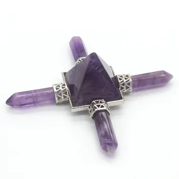 Trendy-margele Personalizate Placat cu Argint Naturale Violet Ametist Piramidă Energetică Transmițător Pandantiv