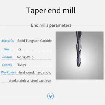 Tungsten Carbură Solidă 6mm Minge Nas Conice End Mills Router Biți cnc Conica Lemn Metal Freze Transport Gratuit