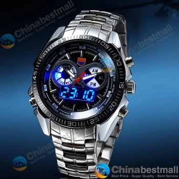 TVG Brand de Lux din Oțel Inoxidabil Ceas Digital Ceas cu LED Sport Barbati 30M Dual Mișcări Impermeabil Ceasuri Relogio Masculino