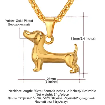 U7 Colier Teckel Din Oțel Inoxidabil Pandantiv & Lanțului De Cadouri De Craciun De Culoare De Aur De Animale Drăguț Câine Bursuc Bijuterii Coliere P1043