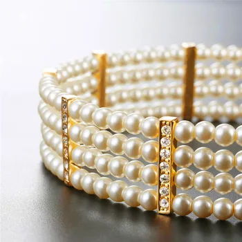 U7 Simulate Perla Cravată Colier Pentru Femei Bijuterii De Nunta Cadou Stras Margele Coliere N1090