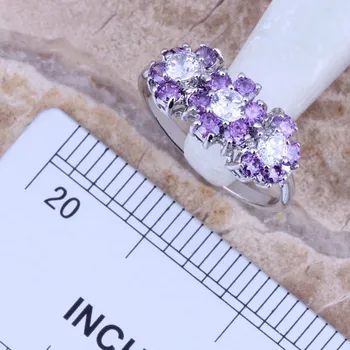 Uimitoare Violet Cubic Zirconia Albe CZ de Argint Seturi de Bijuterii Cercei Pandantiv Dimensiune Inel 6 / 7 / 8 / 9 / 10 S0149