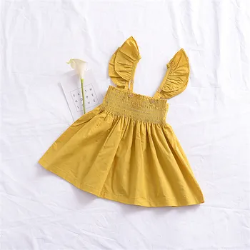 Vara nou copil rochie de Copil Drăguț Fete Copii Volane Haine mare bowknot design curea plaja Dress toddler girls îmbrăcăminte 0-24m