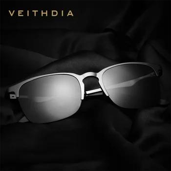 VEITHDIA Unisex Retro Aluminiu Magneziu Semi fără ramă Brand de ochelari de Soare Lentile Polarizate de Epocă Ochelari de soare Ochelari de Soare Barbati/Femei 6631