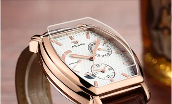 Vintage Men Bena Automată Rochie Ceasuri Elegante Britanic Vânt oameni de Afaceri Calendar ceas de mână din Piele Analog Relojes W026