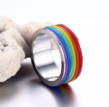 Vnox Curcubeu Inel pentru Femei / Bărbați din Oțel Inoxidabil LGBT Bijuterii