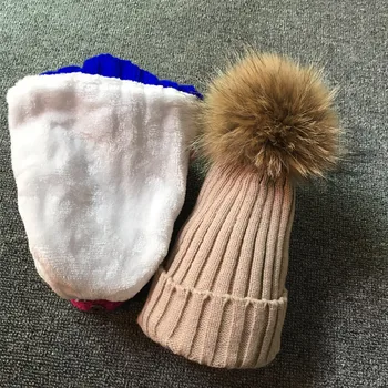 Vârsta 1-6 ani Copii Băieți Fete Căptușeală Lână Cald Pălării Beanie Caciula de Blana de Iarnă Pentru Copii, Plus catifea Baby Pompom Chelioși Căciuli