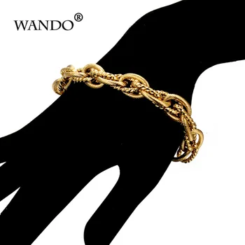 WANDO 1BUC Clasic bărbați și femei bratari de lanț bijuterii aur bratari Islamic Saudită Orientul Mijlociu Africa cadouri WB48