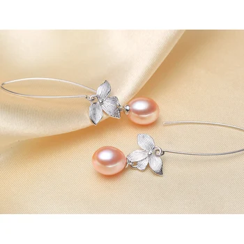 WATTENS frunze de bijuterii perla,perla naturala cercei lungi cultură perle de apă dulce cu 925 sterling silver cercei cadou Femei