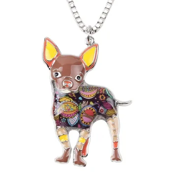 WEVENI Declarație Email Aliaj de Flori Câine Chihuahua Colier cu Pandantive Guler Lanț Nou Accesorii de Moda, Bijuterii Pentru Femei