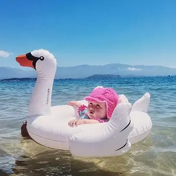 White Swan Baby Float cu Pompa de Copii Gonflabile Jucării Nou-Născuți Inel de Înot Scaun de Partid Piscină Plajă Jucarie Plimbare pe Swan