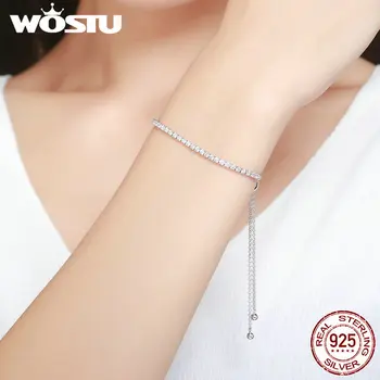 WOSTU Top de Vânzare Real Argint 925 Spumante Strand Lanț Brățară Pentru Femei Bijuterii Fine Cadou Lucky DXB029