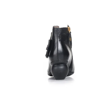 Xiangban 2018 Design Original Femei Pantofi Glezna Cizme Din Piele Rotund Degetele De La Picioare De Vacă Din Piele Pentru Femei Cizme Negre De Cafea