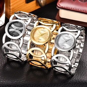 XINEW 6438 Femei Ceas de Aur de Lux Stras Brățară Moda Cuarț Ceasuri Relogio Feminino Dourado de Ouro Steel Montre Luxe