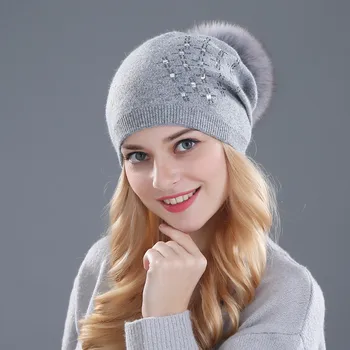 Xthree femei iarna pălărie de blană de Iepure lână tricotate pălărie Strălucitoare Stras feminin de nurca pălării pentru femei căciuli