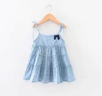 Y60551621 2017 Vară De Moda Pentru Copii Fete Dress Dot Arc Suspendents Fata Rochie De Printesa Fete Haine Lolita Rochie Copil