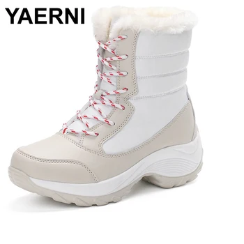 YAERNI 2017 femei cizme de zăpadă iarna cizme cald fund gros platforma impermeabil glezna cizme pentru femei blana groasă de bumbac, pantofi