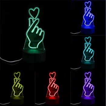 YAM USB Noutate 7 Culori Romantice Schimbarea Degetul Inima Lumina de Noapte LED 3D Birou Lampă de Masă Magie lumina de Noapte