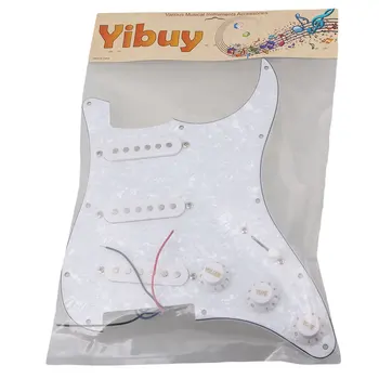 Yibuy Încărcate Pickguard alb Perla 3 Single Coil pentru Chitara