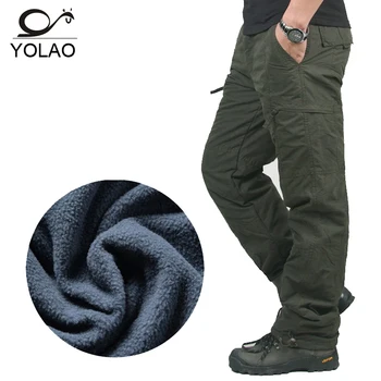 YOLAO brand Iarna Dublu Strat de Bărbați Pantaloni de Marfă Cald Pantaloni Largi Pantaloni de Bumbac Pentru Bărbați Camuflaj Militar Tactic B02