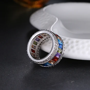 Z 2017 Lux deget inel doamnelor pline de culoare zirconiu de calitate de top de logodna logodna inel de nunta CZ bijuterii de cristal cadou surpriza