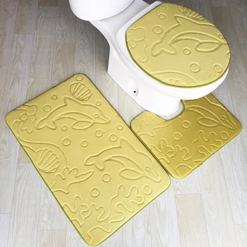 Zeegle Delfin Tipărite Burete 3pcs/set Toaletă Mat Anti-alunecare Absorbant Baie Covoare 3D Flanel de Lână de Memorie Material Covor