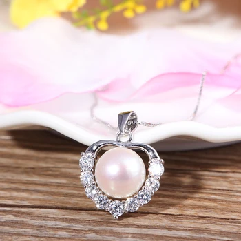 ZHBORUINI Pearl Colier Argint 925 Bijuterii Pentru Femei, Bijuterii din Perle Naturale de apă Dulce Pearl Dragoste Inima Pandantive Cadou