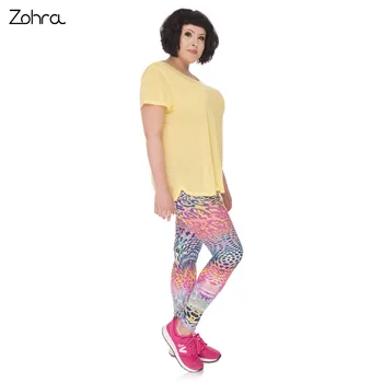 Zohra De Moda De Mare Dimensiune Jambiere De Culoare Leopard Imprimate Talie Mare Leggins Plus Dimensiune Pantaloni Stretch Pantaloni Pentru Femei Grăsuț