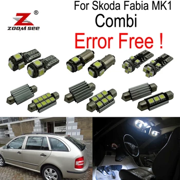 ZOOMSEEZ 17pcs de înmatriculare lampă bec LED de Interior dome Kit de Lumina pentru Skoda Fabia 1 MK1 MKI Combi Estate Wagon (1999-2007)