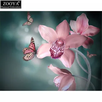 ZOOYA 5D DIY diamant broderie si orhidee fluture diamant pictura Cruce Cusatura complet Stras pătrat de mozaic decor cadou