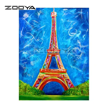 ZOOYA 5D DIY Diamant Broderie Turnul Eiffel Culoare Peisaj Diamant Pictura Cusatura Cruce Burghiu Plin de Mozaic Decor BK425