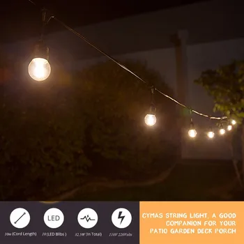 În aer liber Șir de Lumini, 10M Globul de LED Filament Lumini, 10 Edison Intemperii Epocă Estompat Becuri,Grădină Vacanta de Iluminat