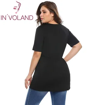 ÎN'VOLAND Epocă T-Shirt, Bluze Supradimensionate Vara Toamna poftă de mâncare Nod Fața Pulovere Maneca Scurta Petrecere Femme Tricou Tricou Plus Dimensiune