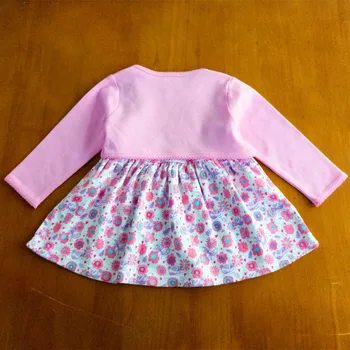 0-24M Copil Fete Rochie Bumbac Cardigan Roz+Rezervor Rochii de Îmbrăcăminte pentru Sugari Copil Haine Pentru Primavara Vara Toamna