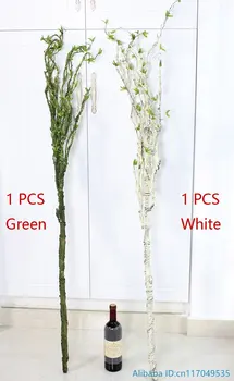 1 BUC Artificial 150 CM (59 inchi) Lungime Alb și Verde din Plastic Moale Uscate Ramură de Copac Planta Nunta Acasă Decorare Casa F383