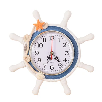 1 buc Casual decor Acasă Mediterană navigatie ceas de perete ceas de ac singură față a Navei ancora cârmaci reloj salon T30
