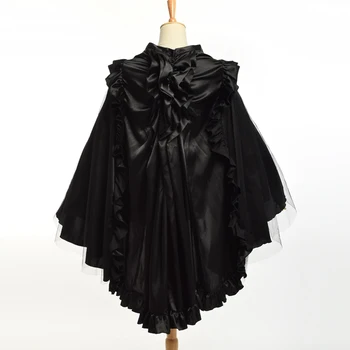 1 buc Unic Victorian Negru Zburli Agitația Fusta Femei Steampunk Retro Gothic Cape 2 Moduri de Dressing