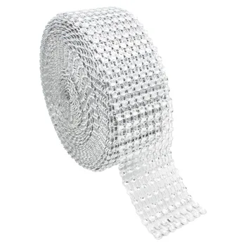 1 Yard/91.5 cm DIY Culoare Argintie Plasă de Diamant Stras Înfășoară Panglica de Cristal Rola Trim Strălucire Plasă de Folie pentru Decor Nunta