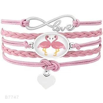 (10 BUC/lot) de Moda Fierbinte de Vânzare Infinită Dragoste Flamingo Farmec Inima Bijuterii din Piele Dropshipping Bratari pentru Femei