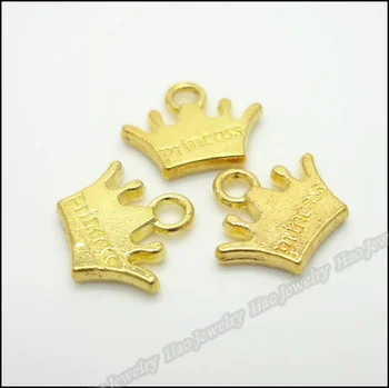 100 buc Epocă Farmece coroana Imperială Pandantiv de Aur de culoare se Potrivesc Bratari Colier DIY Bijuterii din Metal de a Face