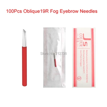 100buc 19R roșu tatuaj ace de exploatație ceață oblic rundei a 19-ac microblading curbat semi permanente manual lama pen