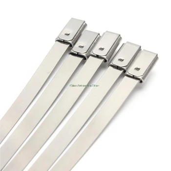 100buc 4,6 mm x 200 mm Inox Metal Cablu Zip Cravată Curea de Blocare a Țevii de Eșapament Antet