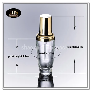 100BUC en-gros 1oz ser de sticlă ambalaje flacon cu dispenser, 30ml gol sticlă clară pompa de sticle cu capac de aur de vânzare