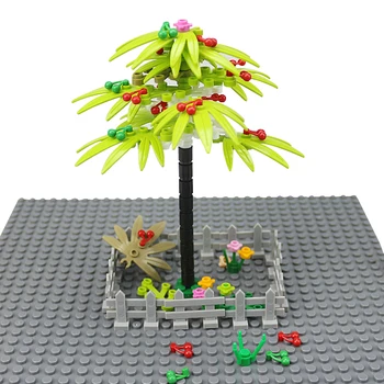 100buc Grădină Cires Frunze Ramuri de Flori de Plante Stem Set Oraș MOC Accesorii DIY Bloc Caramida Legoingly Particule