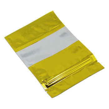 100buc/Mulțime de Aur de Blocare Zip Sigiliu de Căldură Doypack Folie de Aluminiu Ambalaj Punga Cu Fereastră transparentă de Plastic se Ridice de Aur Mylar Genti