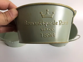 10buc/lot D14*H6.5CM Vintage Nostalgia Mini Tin de Plantat Găleți Galvanizate Suculente Oală Romancique de la Paris Din 1898 SF-122G